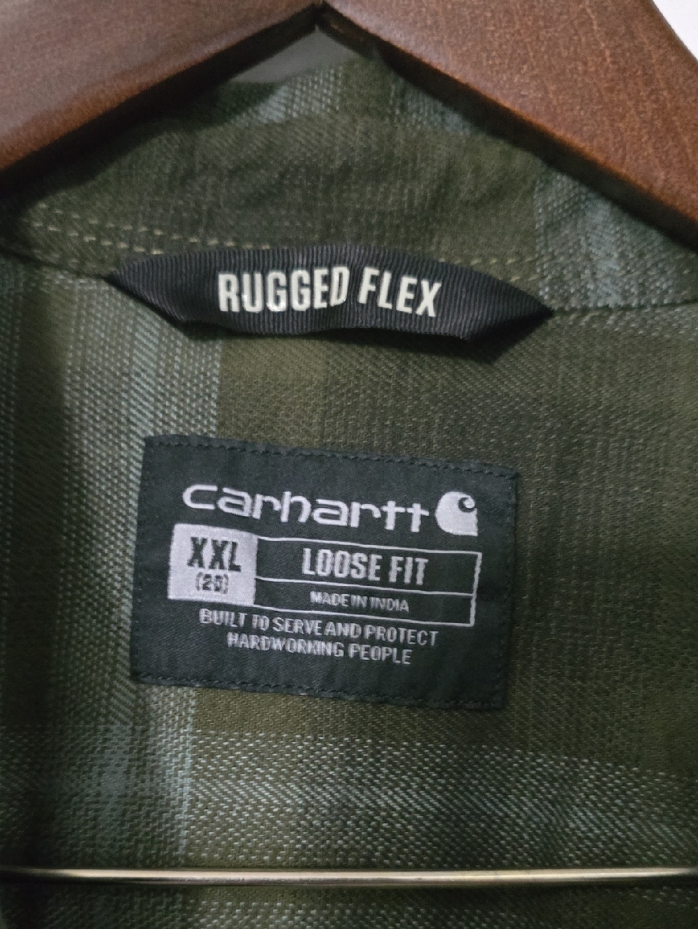 Carhartt Women's Rugged Flex Green And Brown Plaid Flannel Shirt - Picture 4 of 6